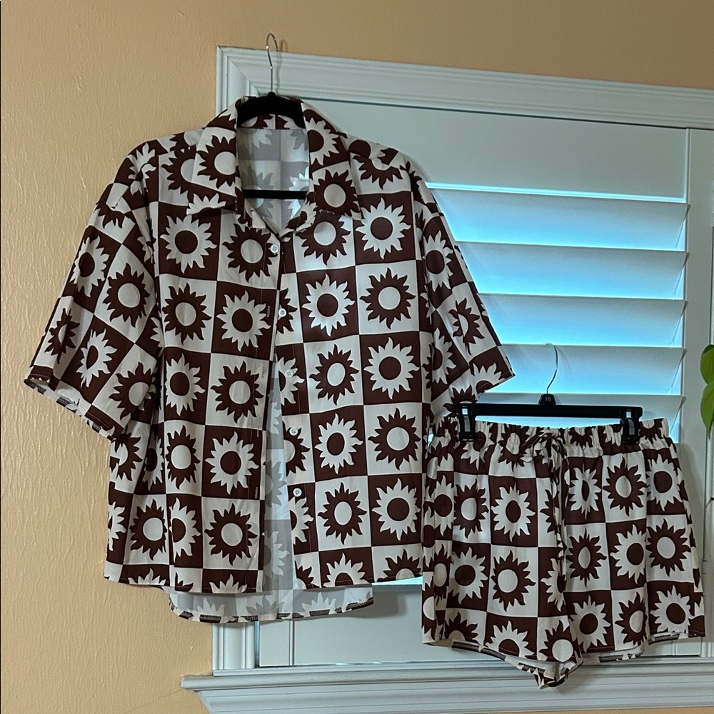 Brown and White Cabana Set